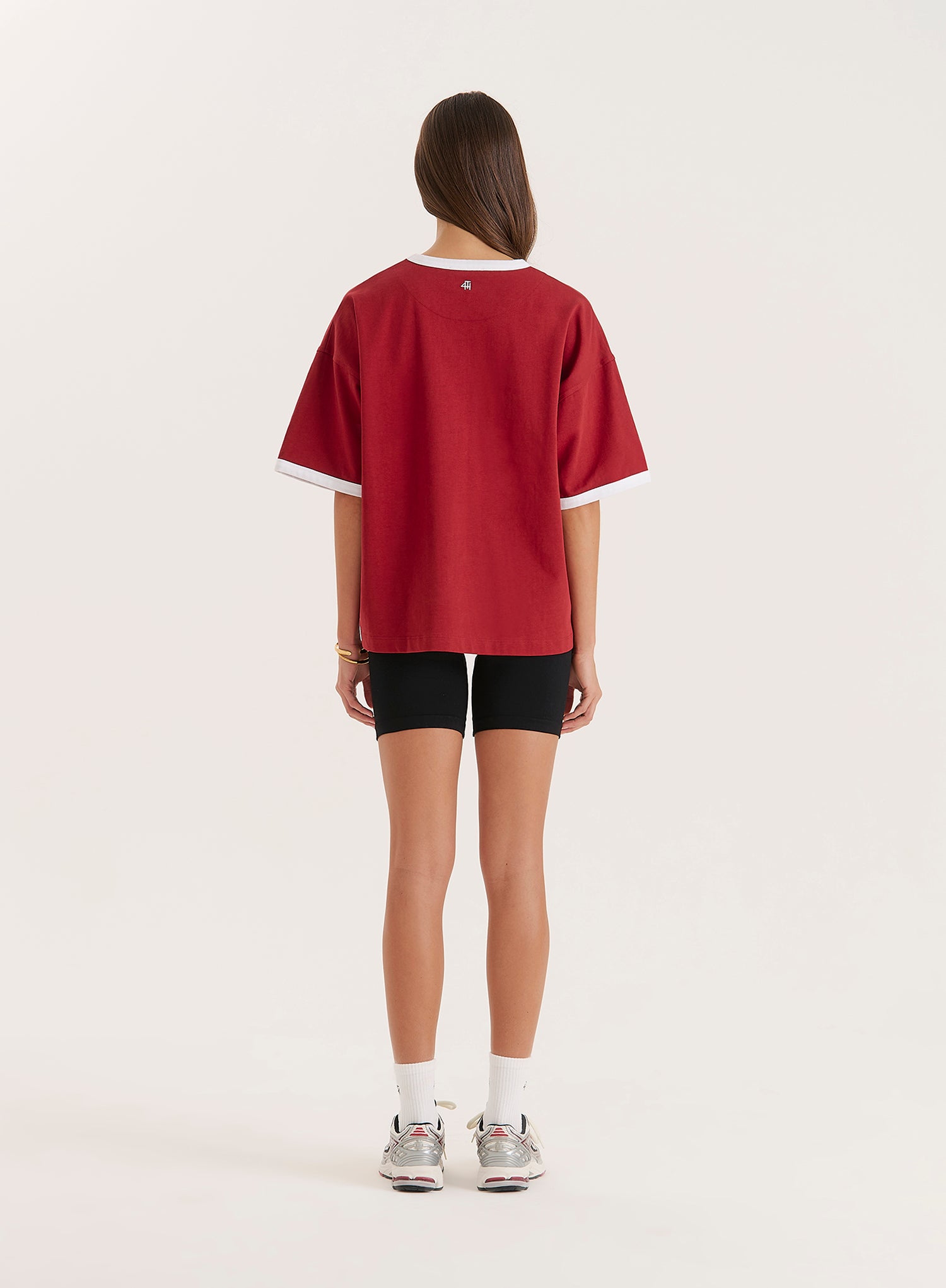 Red Contrast Trim Slogan T-Shirt